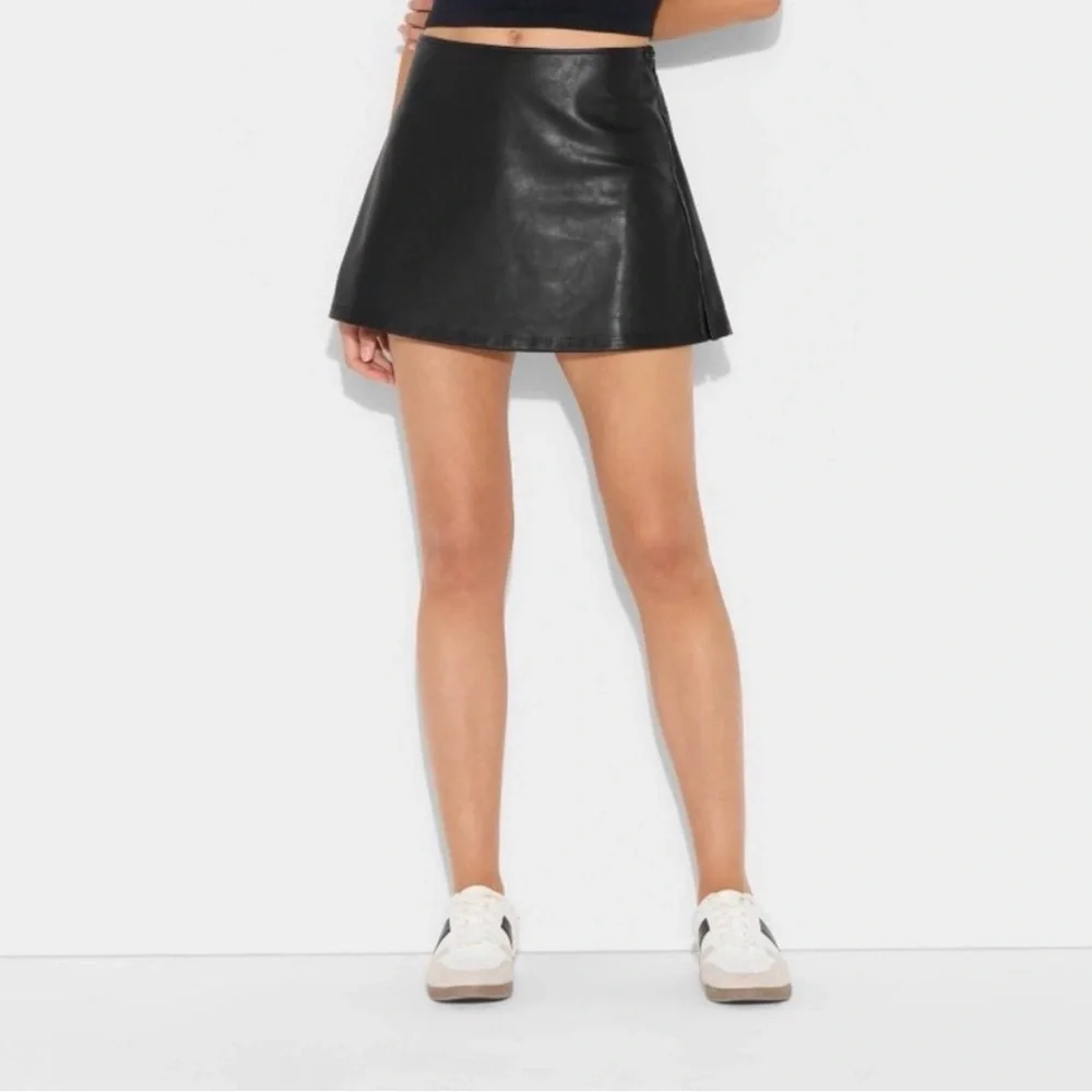 Black Leather Skort - Picture 2 of 5